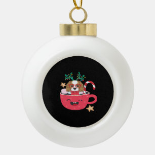 Cavalier King Charles Spaniel Teacup Weihnachtsfei Keramik Kugel-Ornament