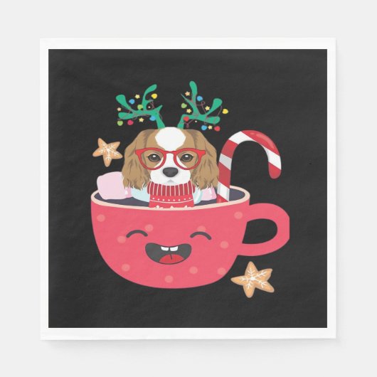 Cavalier King Charles Spaniel Teacup Weihnachtsfei Serviette (Vorderseite)