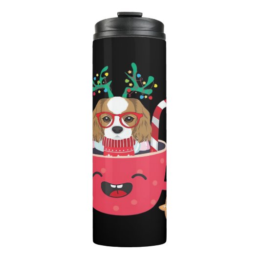 Cavalier King Charles Spaniel Teacup Weihnachtsfei Thermosbecher (Vorderseite)