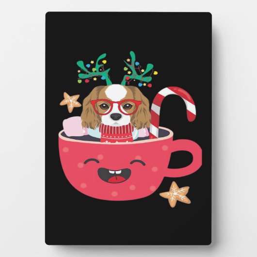 Cavalier King Charles Spaniel Teacup Xmas Holiday  Fotoplatte (Vorderseite)