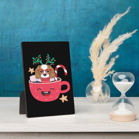 Cavalier King Charles Spaniel Teacup Xmas Holiday Fotoplatte (Seite)