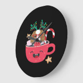 Cavalier King Charles Spaniel Teacup Xmas Holiday  Große Wanduhr (Winkel)