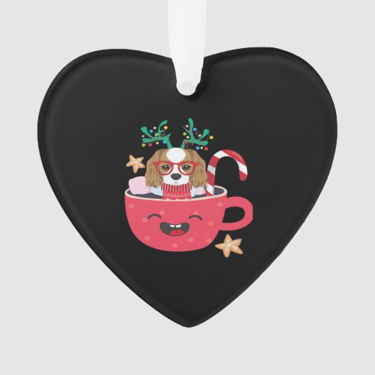 Cavalier King Charles Spaniel Teacup Xmas Holiday  Ornament (Vorderseite)