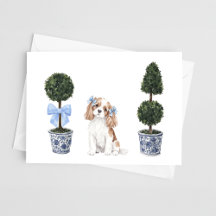Cavalier King Charles Spaniel Topiary Watercolor