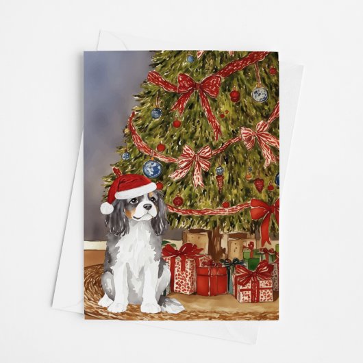 Cavalier King Charles Spaniel Tri Color Christmas Karte