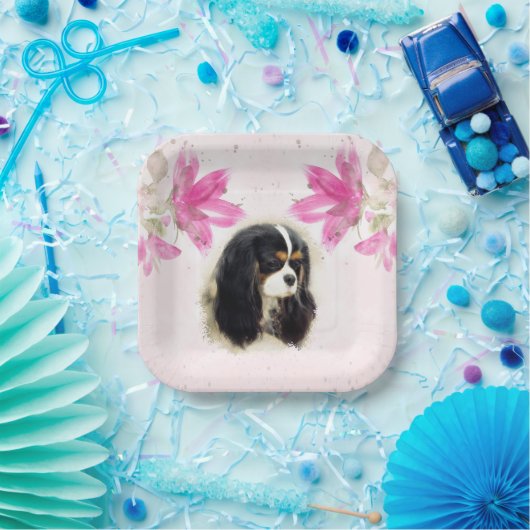 Cavalier King Charles Spaniel - Tri, Party Tellers Pappteller (Party)