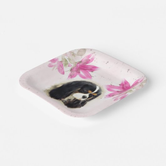 Cavalier King Charles Spaniel - Tri, Party Tellers Pappteller (Gewinkelt)