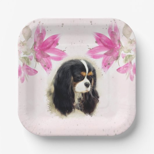 Cavalier King Charles Spaniel - Tri, Party Tellers Pappteller (Vorderseite)