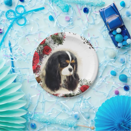 Cavalier King Charles Spaniel - Tri, Plate Pappteller (Party)