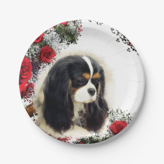 Cavalier King Charles Spaniel - Tri, Plate Pappteller