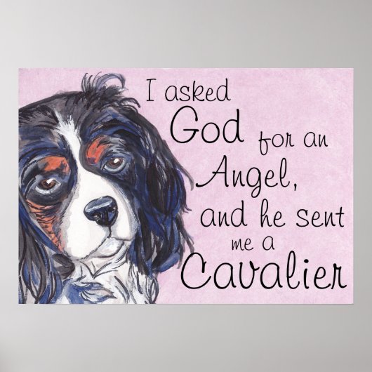 cavalier king charles spaniel tricolor art poster (Vorne)
