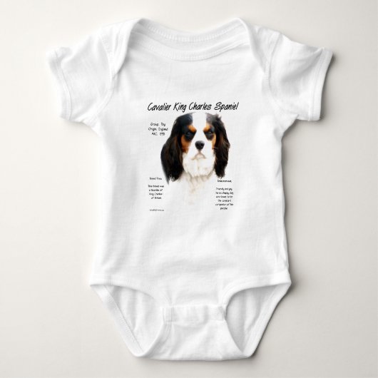Cavalier King Charles Spaniel (Tricolor) Geschicht Baby Strampler (Vorderseite)