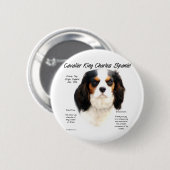 Cavalier King Charles Spaniel (Tricolor) Geschicht Button (Vorne & Hinten)