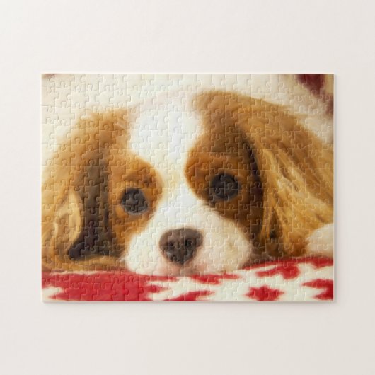 Cavalier King Charles Spaniel über Snowflake Blank Puzzle (Horizontal)