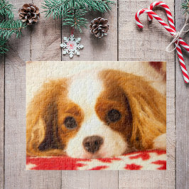 Cavalier King Charles Spaniel über Snowflake Blank Puzzle