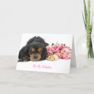 Cavalier King Charles Spaniel und Rose Valentine Feiertagskarte