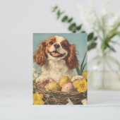 Cavalier King Charles Spaniel Vintag Ostern Postkarte (Stehend Vorderseite)