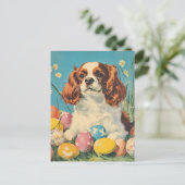 Cavalier King Charles Spaniel Vintag Ostern Postkarte (Stehend Vorderseite)