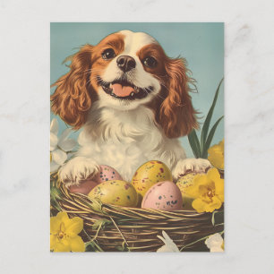 Cavalier King Charles Spaniel vintage Ostern Postkarte