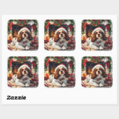 Cavalier King Charles Spaniel von Fireplace Quadratischer Aufkleber (Blatt)