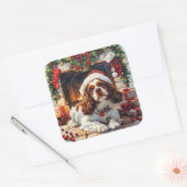 Cavalier King Charles Spaniel von Fireplace Quadratischer Aufkleber (Umschlag)
