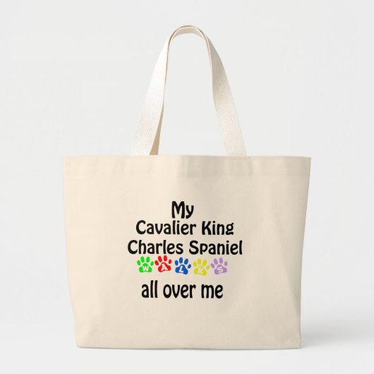 Cavalier King Charles Spaniel Walks Design Jumbo Stoffbeutel (Vorne)