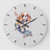 Cavalier King Charles Spaniel Wall Clock Große Wanduhr (Vorderseite)