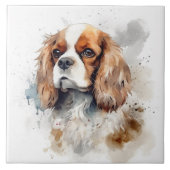 Cavalier King Charles Spaniel Watercolor Fliese (Vorderseite)