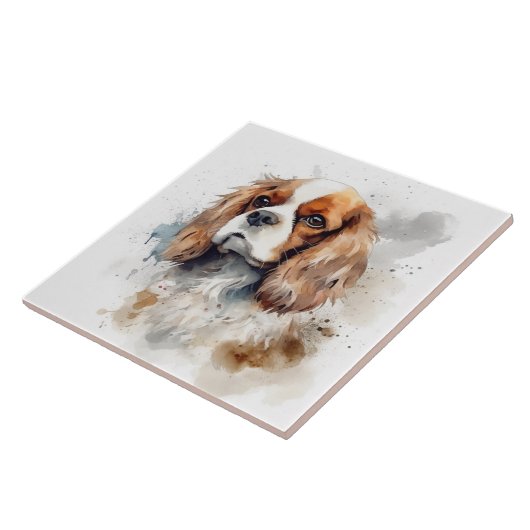 Cavalier King Charles Spaniel Watercolor Fliese (Seite)