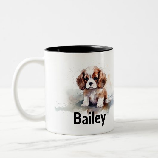 Cavalier King Charles Spaniel Watercolor Tasse (Links)