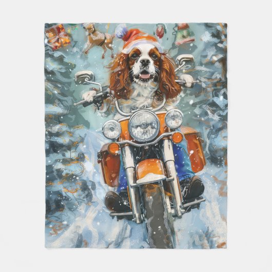 Cavalier King Charles Spaniel Weihnachten Fleecedecke (Vorderseite)