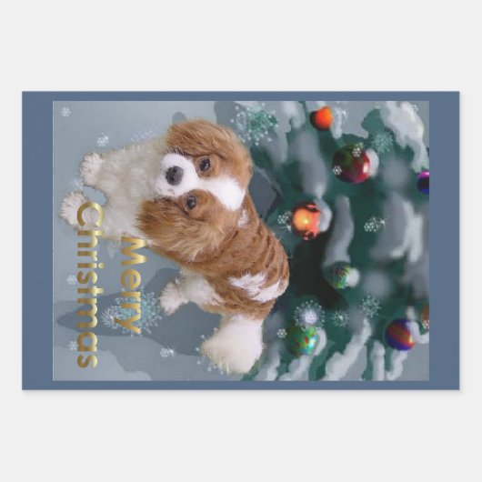 Cavalier King Charles Spaniel Weihnachten Geschenkpapier Set (Vorderseite)
