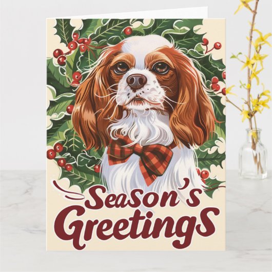 Cavalier King Charles Spaniel Weihnachten Karte (Gelbe Blume)