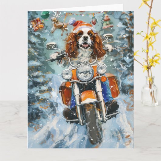 Cavalier King Charles Spaniel Weihnachten Karte (Gelbe Blume)