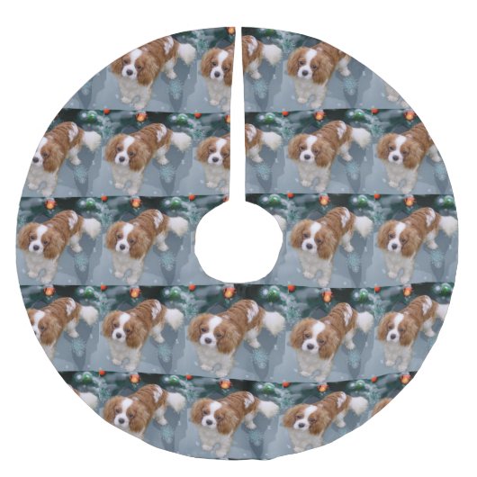 Cavalier King Charles Spaniel Weihnachten Polyester Weihnachtsbaumdecke (Vorderseite)