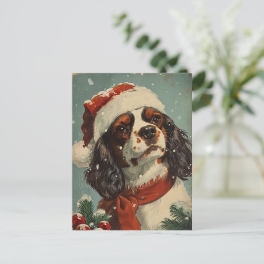 Cavalier King Charles Spaniel Weihnachten Postkarte (Stehend Vorderseite)