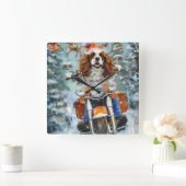 Cavalier King Charles Spaniel Weihnachten Quadratische Wanduhr (Zuhause)