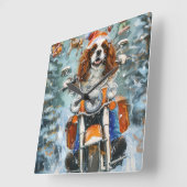 Cavalier King Charles Spaniel Weihnachten Quadratische Wanduhr (Winkel)