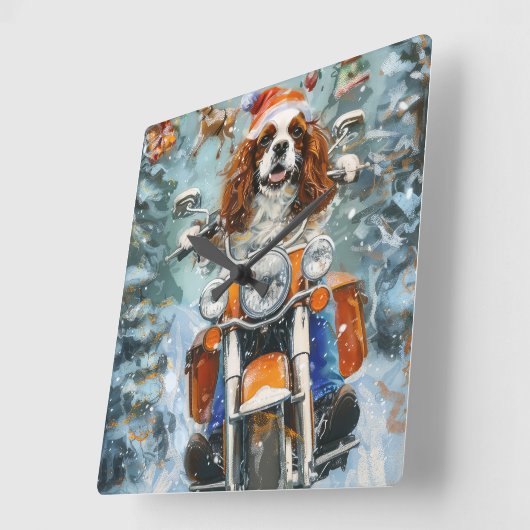 Cavalier King Charles Spaniel Weihnachten Quadratische Wanduhr (Winkel)