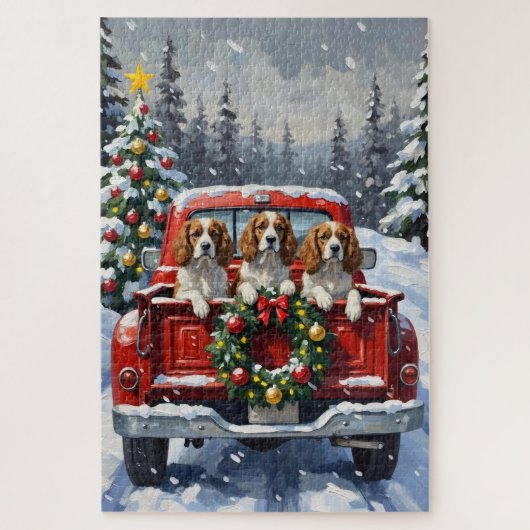Cavalier King Charles Spaniel Weihnachten Rotes La Puzzle (Vertikal)
