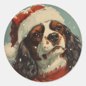 Cavalier King Charles Spaniel Weihnachten Runder Aufkleber (Vorderseite)