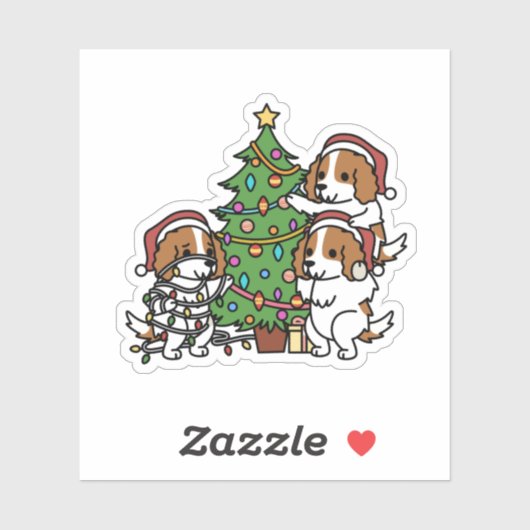 Cavalier King Charles Spaniel Weihnachtsbaum Aufkleber (Blatt)