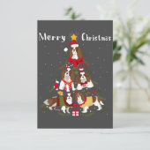 Cavalier King Charles Spaniel Weihnachtsbaum Xmas Dankeskarte (Stehend Vorderseite)