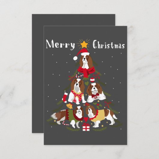 Cavalier King Charles Spaniel Weihnachtsbaum Xmas Dankeskarte (Vorne/Hinten)