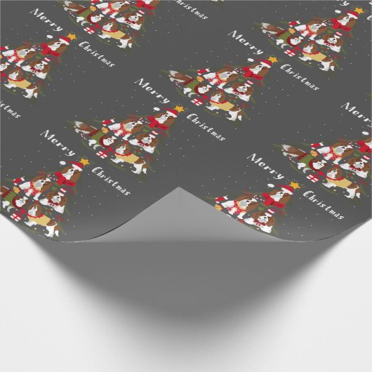 Cavalier King Charles Spaniel Weihnachtsbaum Xmas Geschenkpapier (Ecke)
