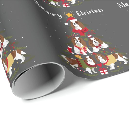 Cavalier King Charles Spaniel Weihnachtsbaum Xmas Geschenkpapier (Rolleneckpunkt)