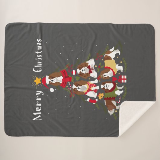Cavalier King Charles Spaniel Weihnachtsbaum Xmas Sherpadecke (Vorderseite (Horizontal))