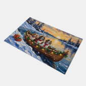 Cavalier King Charles Spaniel Weihnachtsboot Fußmatte (Schrägansicht)