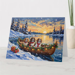 Cavalier King Charles Spaniel Weihnachtsboot Karte