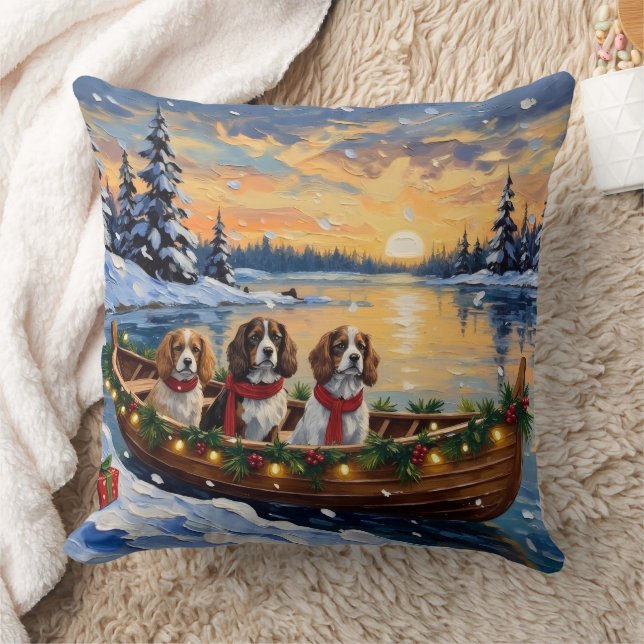 Cavalier King Charles Spaniel Weihnachtsboot Kissen (Decke)